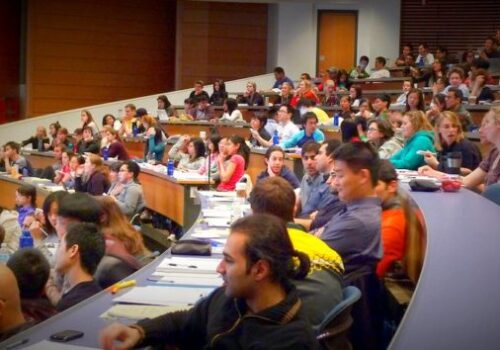 Classroom full of students learning strengths finder