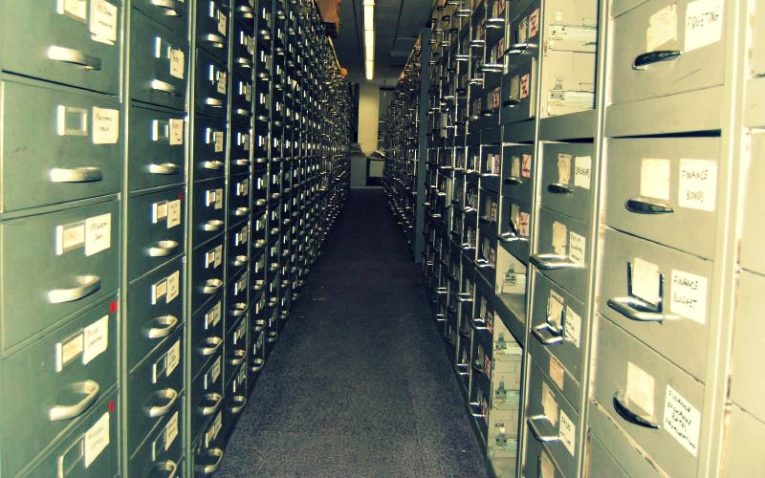 row of old filing cabinets