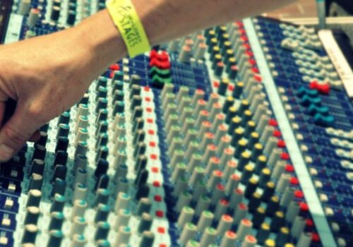 sound technician mixing board