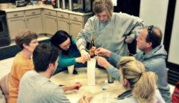 team working on marshmallow challenge