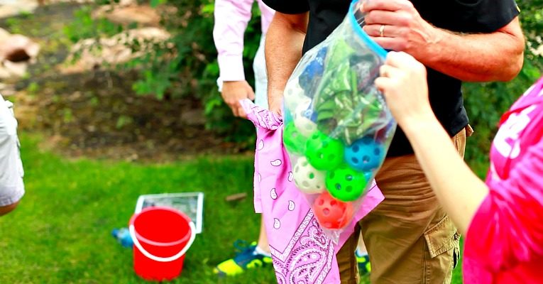 Blindfold ball drop setup team building communication activity