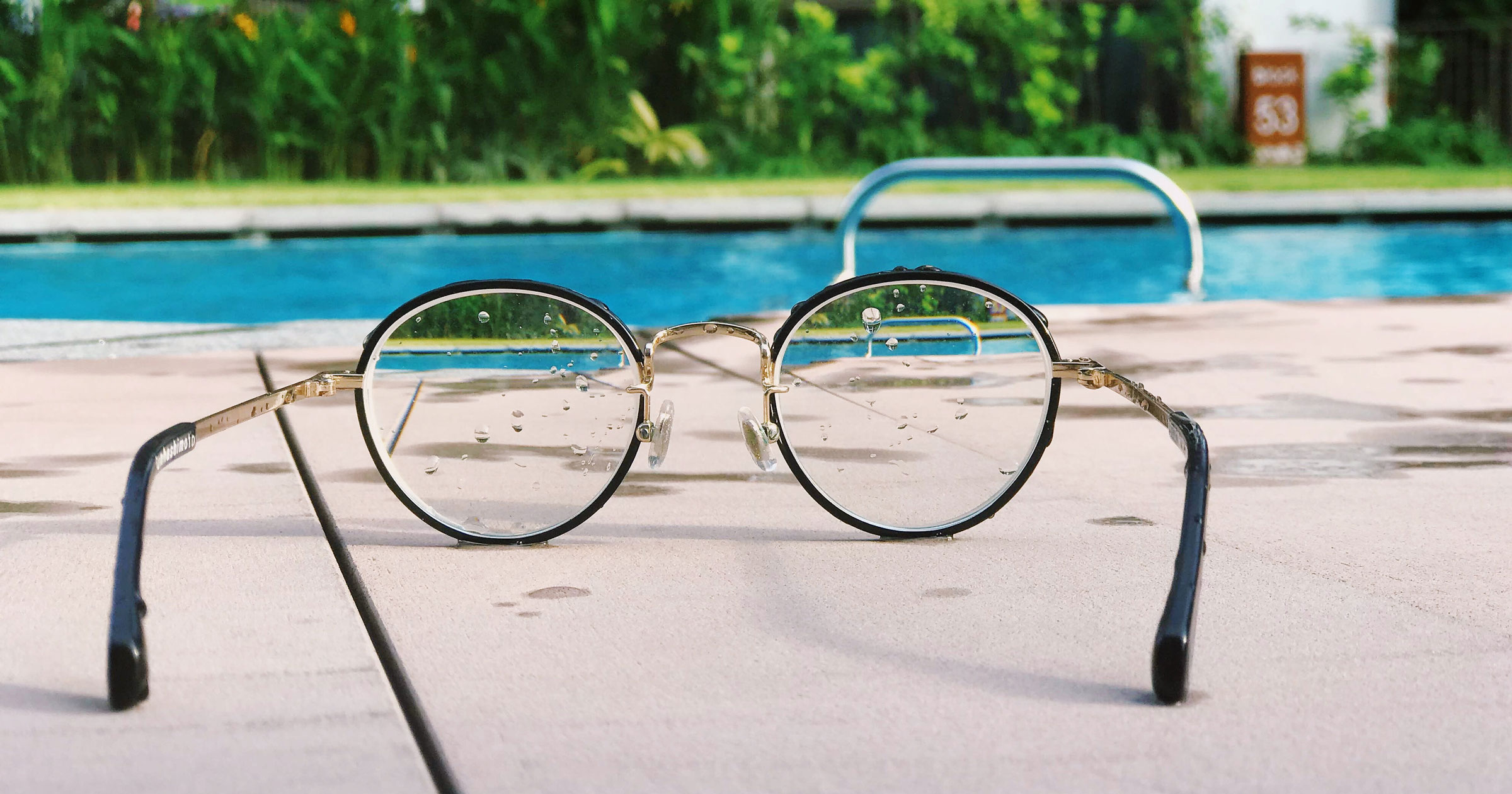 Unique Lens glasses on pool