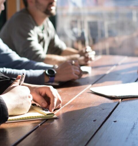 Team at a table