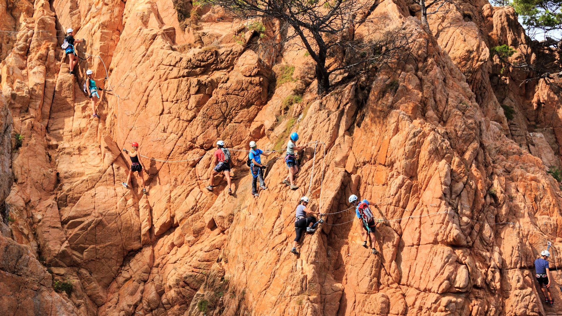 Climbers on a Rock face